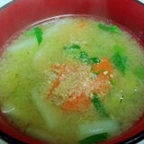 野菜たっぷり！白菜と人参、大根葉の中華風味噌汁